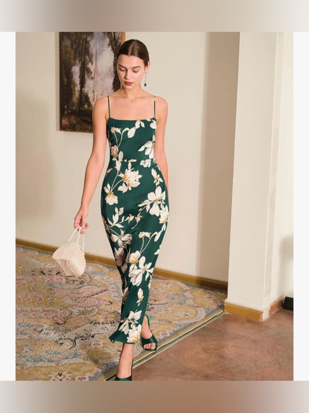 RIHOAS Floral Green Maxi Dress - Large